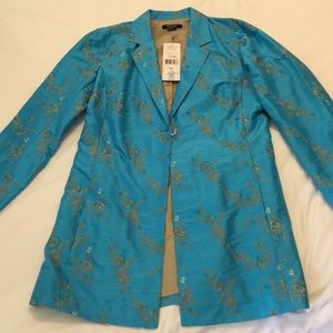 Karen Kane turquoise embroidered silk jacket  XL